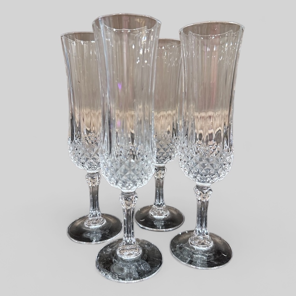 Cristal D'arques Vintage Set of 4 Longchamp Toasting Flutes